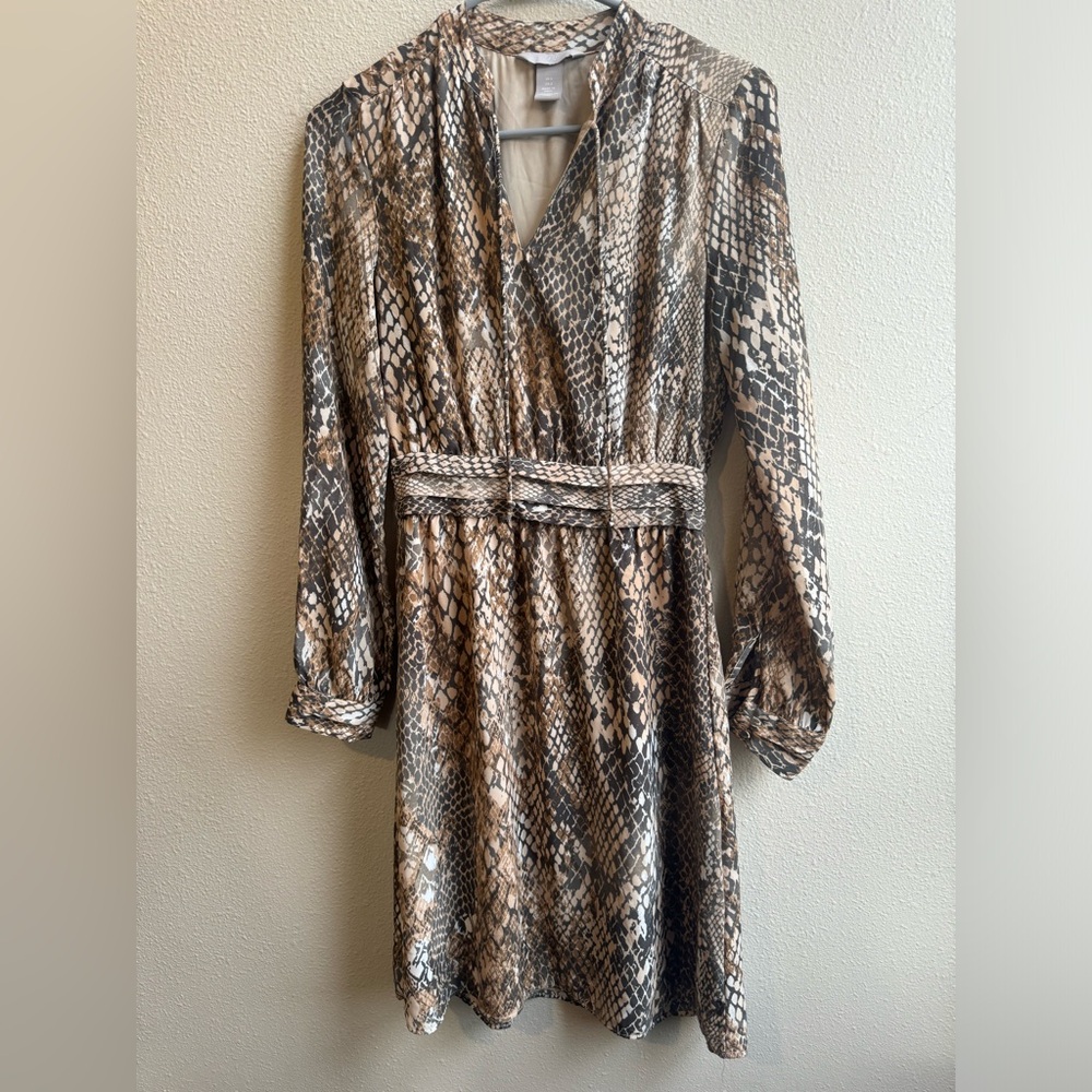 Snakeskin Print Long Sleeve Dress